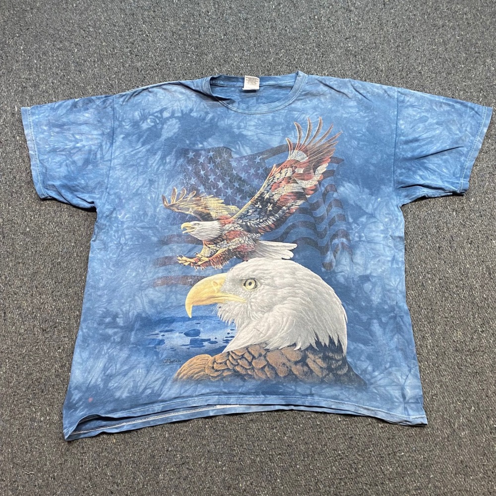 The Mountain Eagle USA Flag TShirt XL Mens Blue Skater Grunge Bald Eagle Graphic